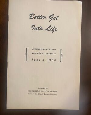 Vanderbilt University 1956 Commencement Sermon, Reverend Harry Kruener